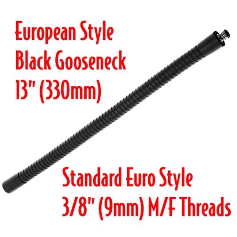 performance plus gooseneck 13" european style 3/8" threads black 13" 300 mm long