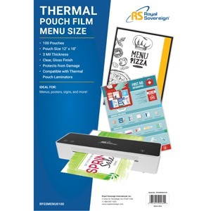 Royal Sovereign RF03MENU0100 12" x 18" Menu Size Thermal Laminating Pouches, 3mil - 100 Pack