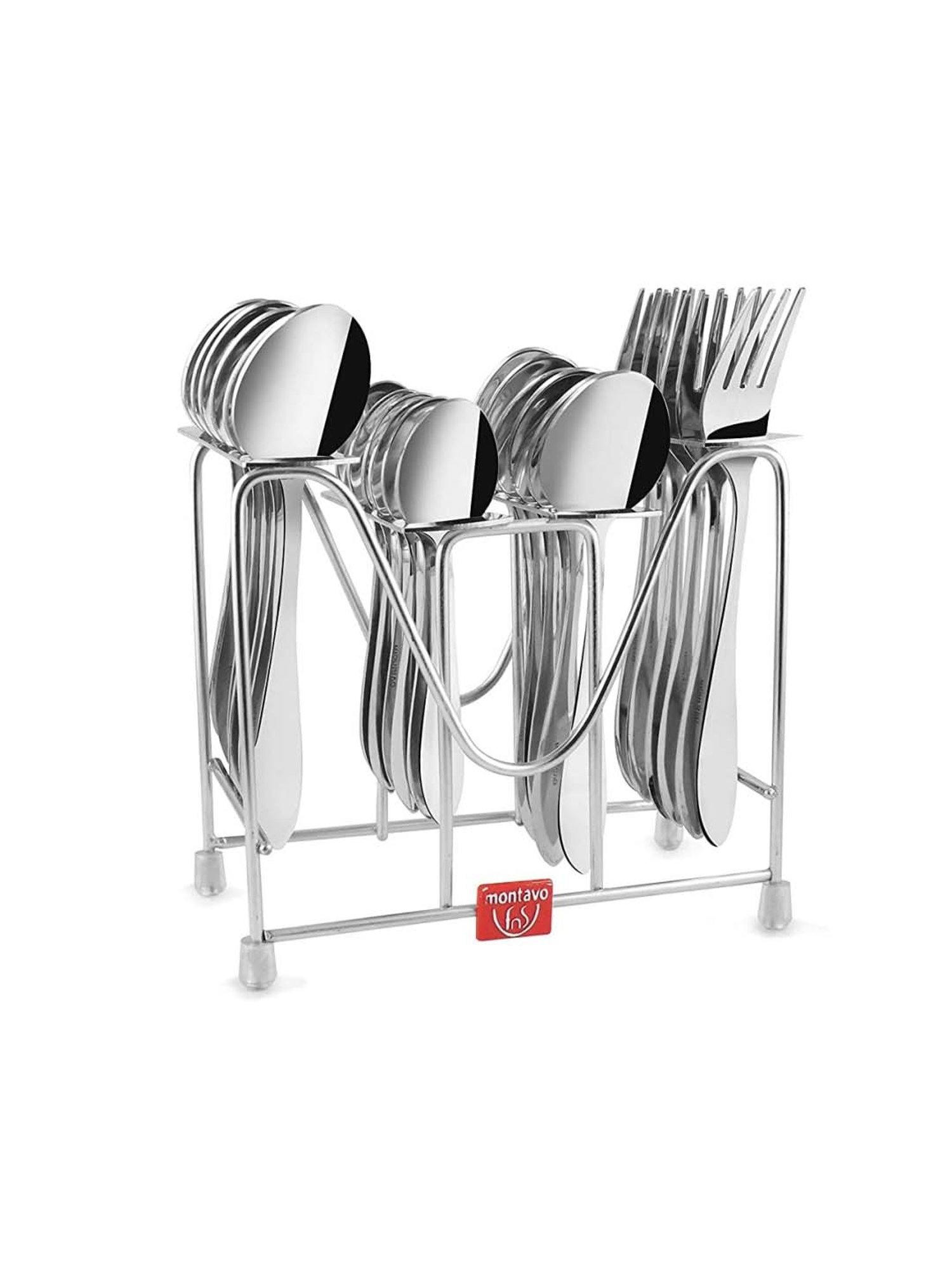 FnS Orchid Silver Stainless Steel Cutlery - Set of 24