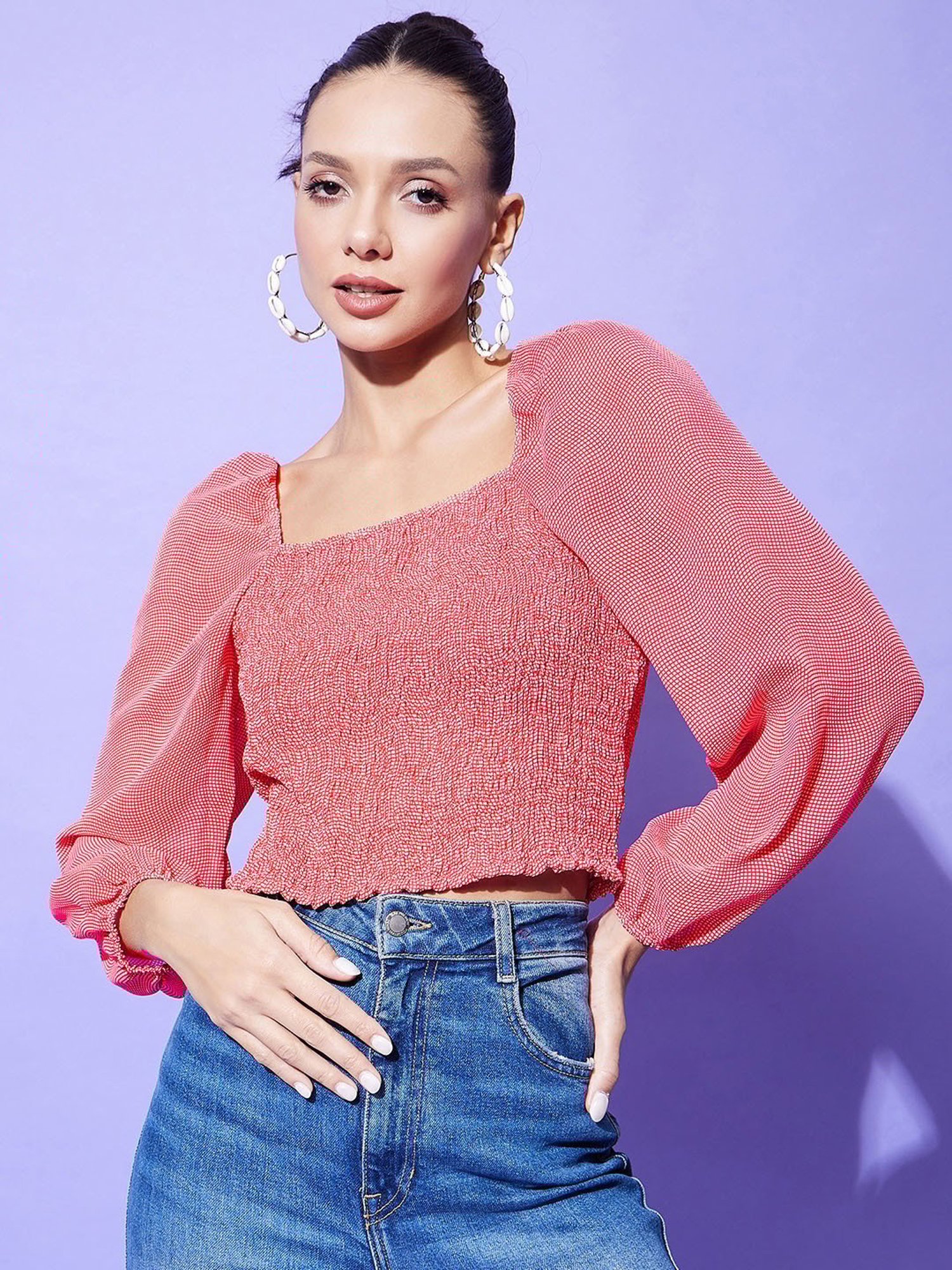 StyleStone Red Printed Crop Top