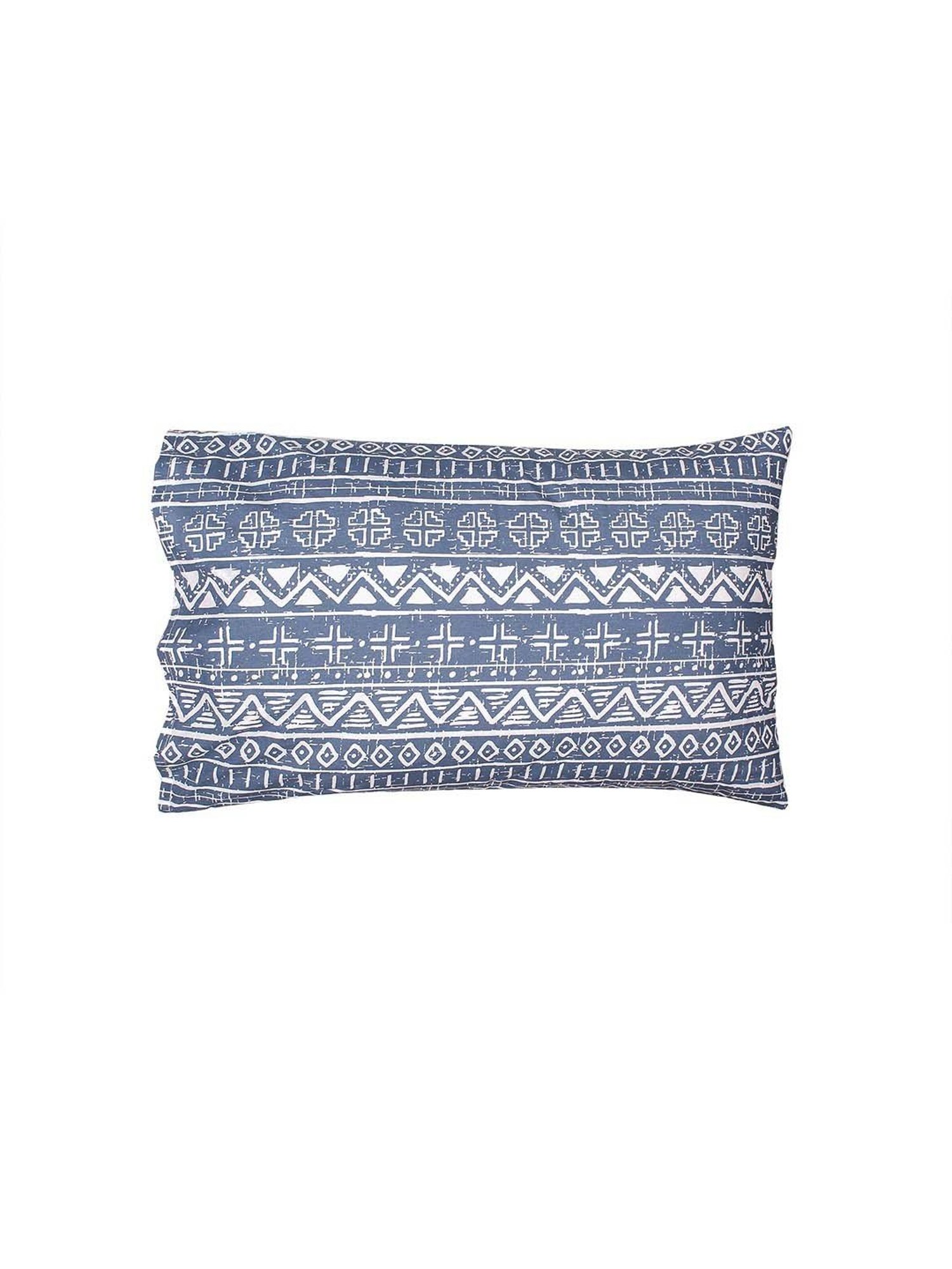 House This Kullu Patti Blue 150 TC Cotton Fitted Bedsheet with 2 Pillow Covers