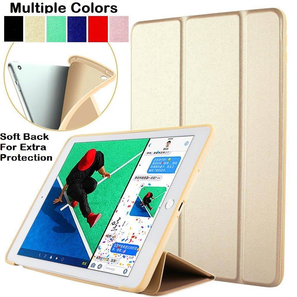 iPad Air 1st Gen 2013 9.7 Inch Case Soft Silicone Back (?For Extra Shock Protection) TriFold Ultra Slim Smart Cover Auto Sleep / Wake, Multi-Angle Stand [iPad Air 1st Gen 9.7&rdquo;]? Soft Back - Gold