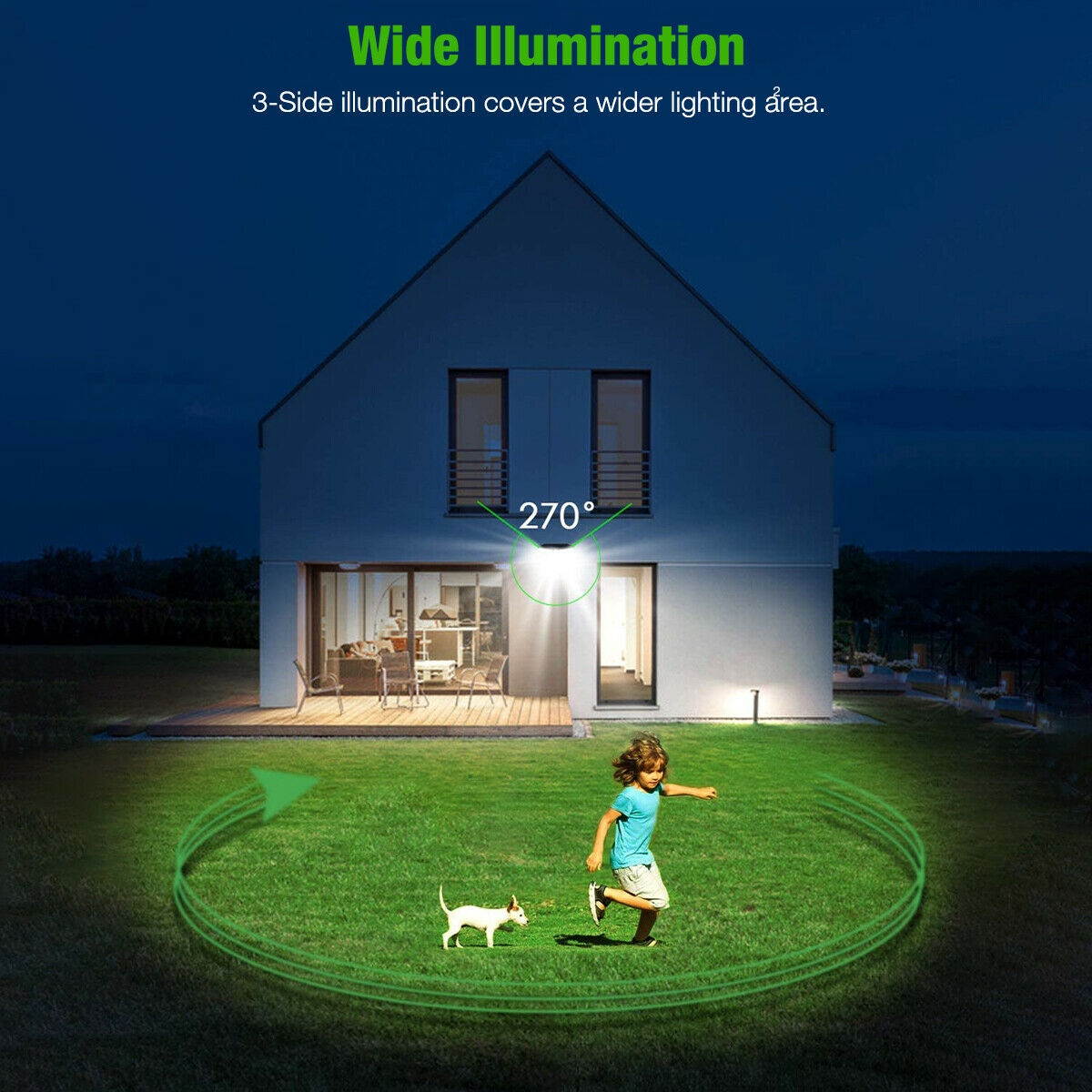 Updated 468 LED Solar Power Wall Light PIR Motion Sensor Outdoor Waterproof Lamp