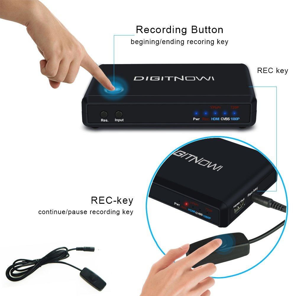 DIGITNOW!HD Game Capture /HD Video Capture Device, HDMI Video Converter/Adapter Recorder for PS4, Xbox One / Xbox 360,LiveTV,PVR DVR and more,Support HDMI/YPbPr/CVBS Input and HDMI Output,Full HD 1080