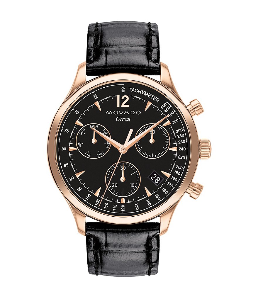 Movado Heritage Series Circa Black Leather Watch