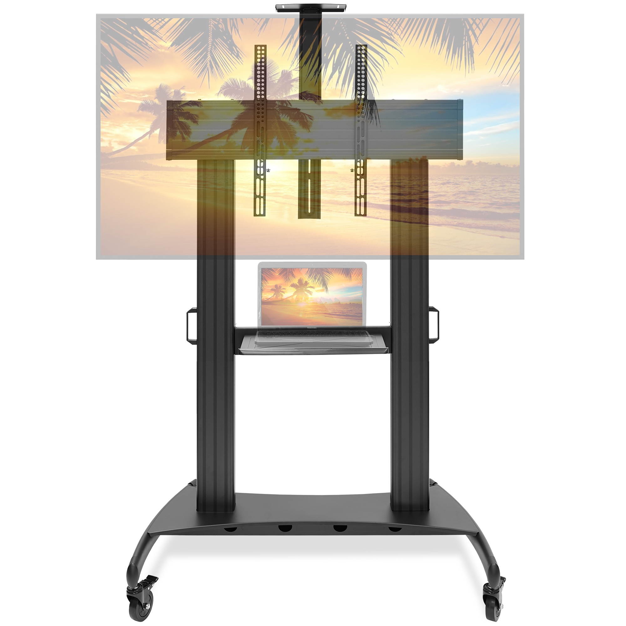 Rolling TV Stand Mobile TV Cart for 60" - 100" Flat Screen, LED, LCD, OLED, Plasma Curved TV's - Universal Mount with Wheels