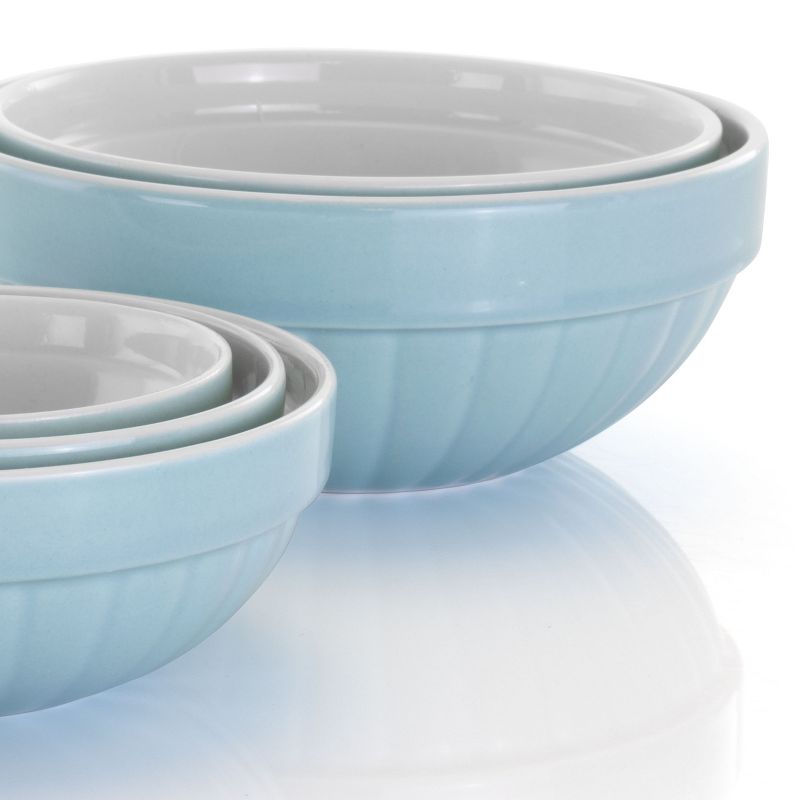 Gibson Home Plaza Cafe 5 Piece Assortment Round Stoneware Bowl Set in Blue