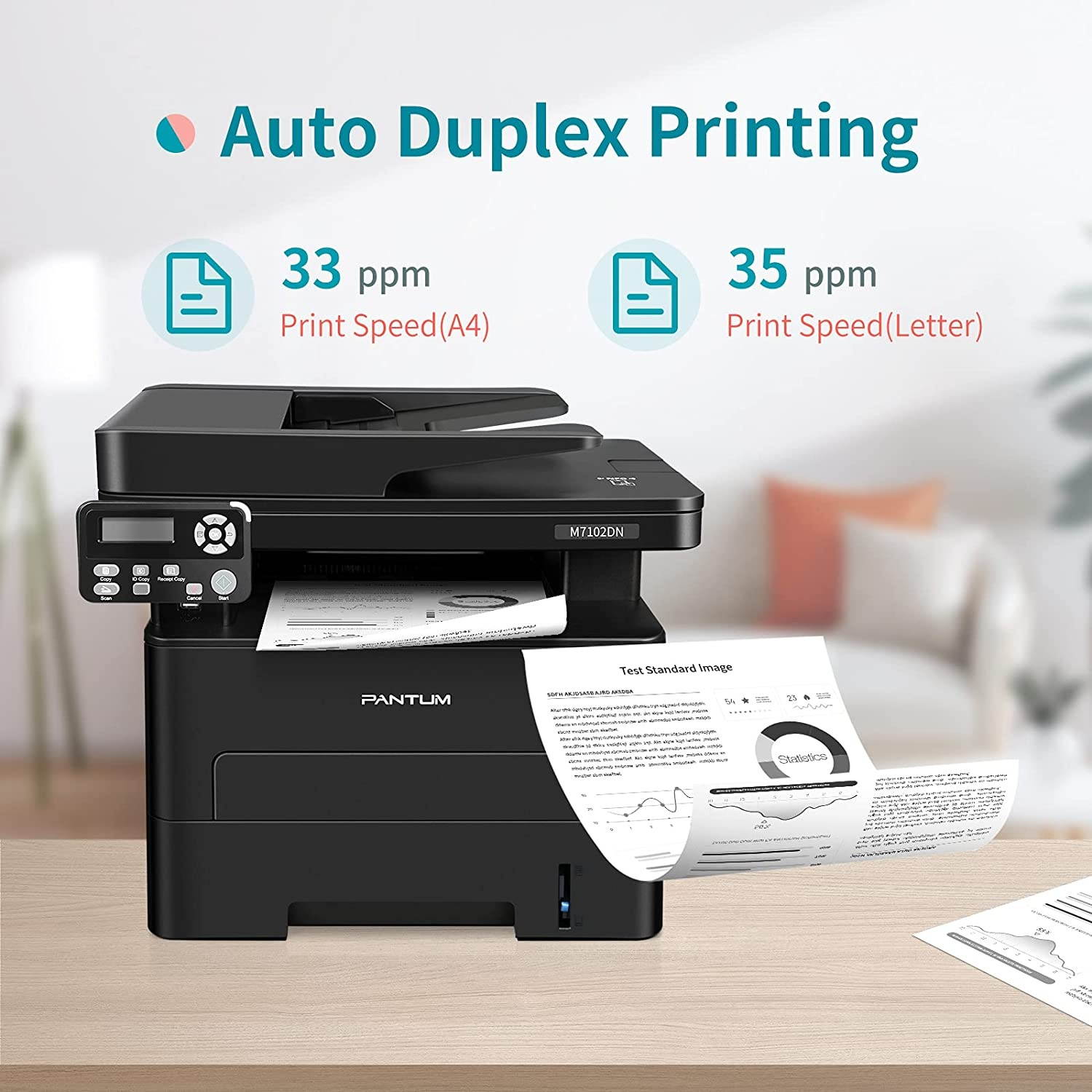 All in One Laser Printer Scanner Copier, Multifunction Black and White Printer with ADF, Auto Two Sided Printing, Built-in Ethernet, Connect with Network and USB Code Only, Pantum M7102DN