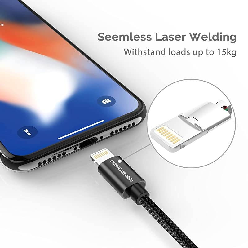 iPhone Charger Cable 2M66 ft Apple MFi Certified Nylon Braided USB to Lightning Fast Charging Cord Compatible with iPhone 1111 Pro11 Pro MaxXXSXS MaxSE 2020 iPad iPodBlack