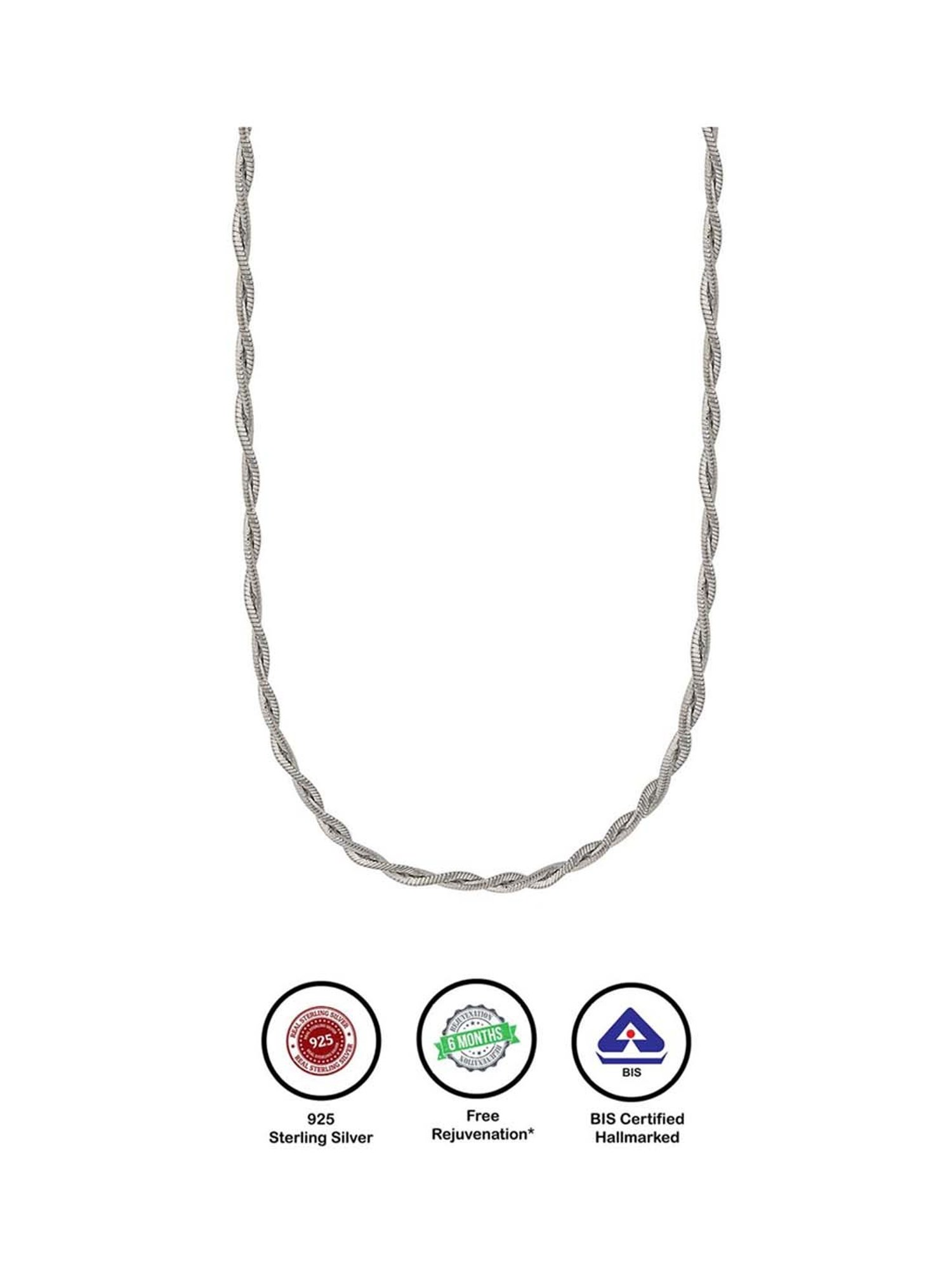 Silberry 92.5 Sterling Silver Twisted Chain for Women