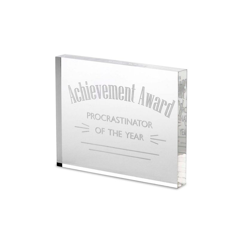 Design Ideas Procrastinator of the Year Trophy - Office Award & Desk Accessory - Clear, 4.9" x 0.6" x 3.9"