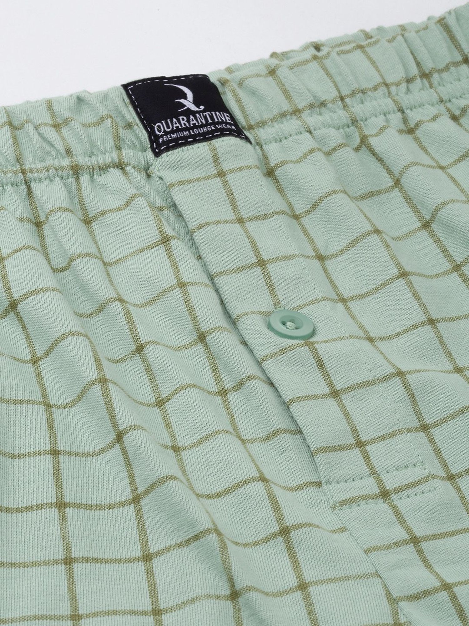 Quarantine Olive Green Regular Fit Checks Boxers