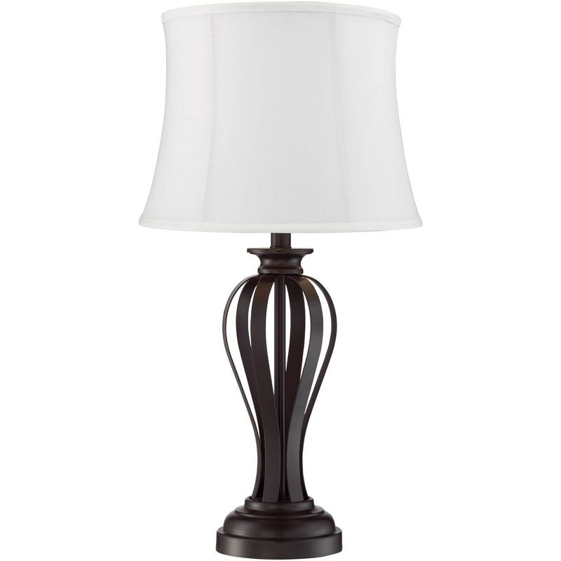 Regency Hill Freddie Bronze Metal Cream Shade Table Lamps Set of 2