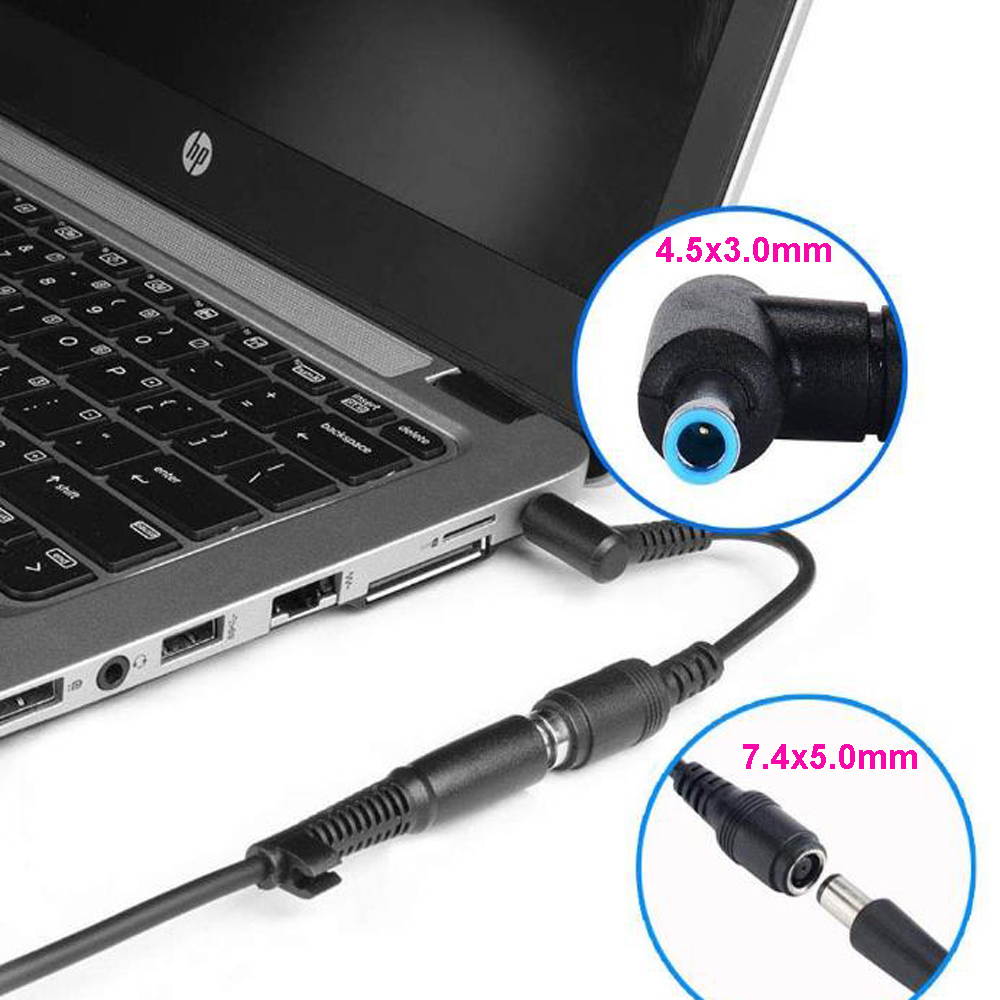 2-Pack Dongle Adapter 7.4x5.0mm to 4.5x3.0mm Laptop Adapter Tip Connector Converter for HP Pavilion, Envy, Elitebook, Dell Ultrabook Laptop DC JACK (BLUE TIP) Charger Converter DC Cable Adapter