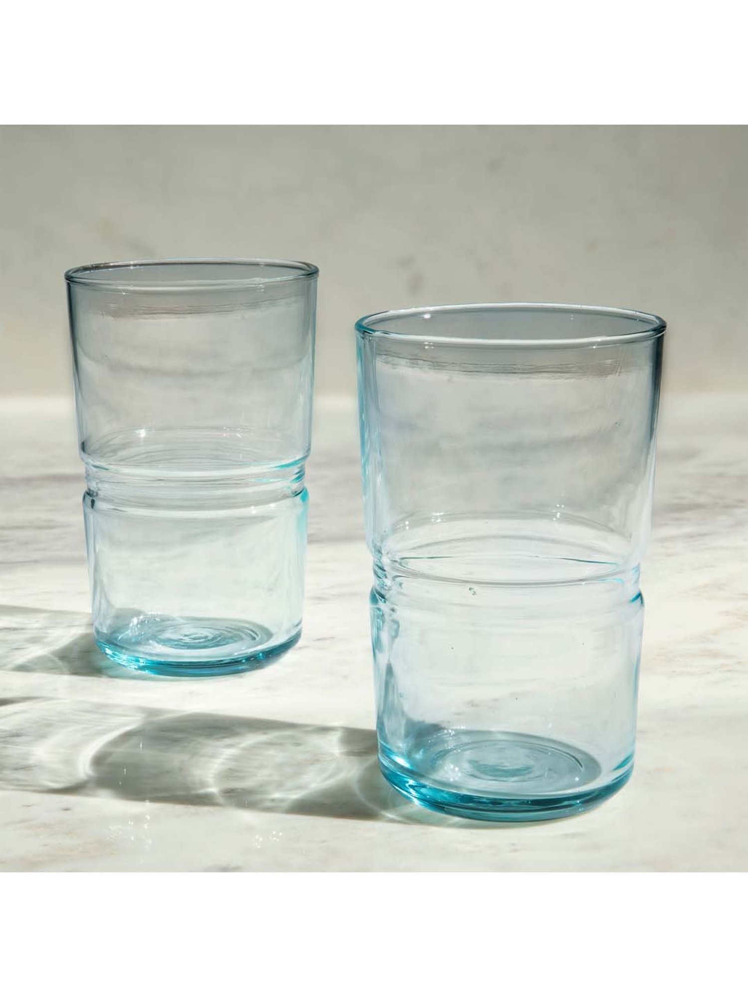 Ellementry 'Jove' Blue & Transparent Glass 8.25 cm Tumbler (0.5 L) - Set of 2