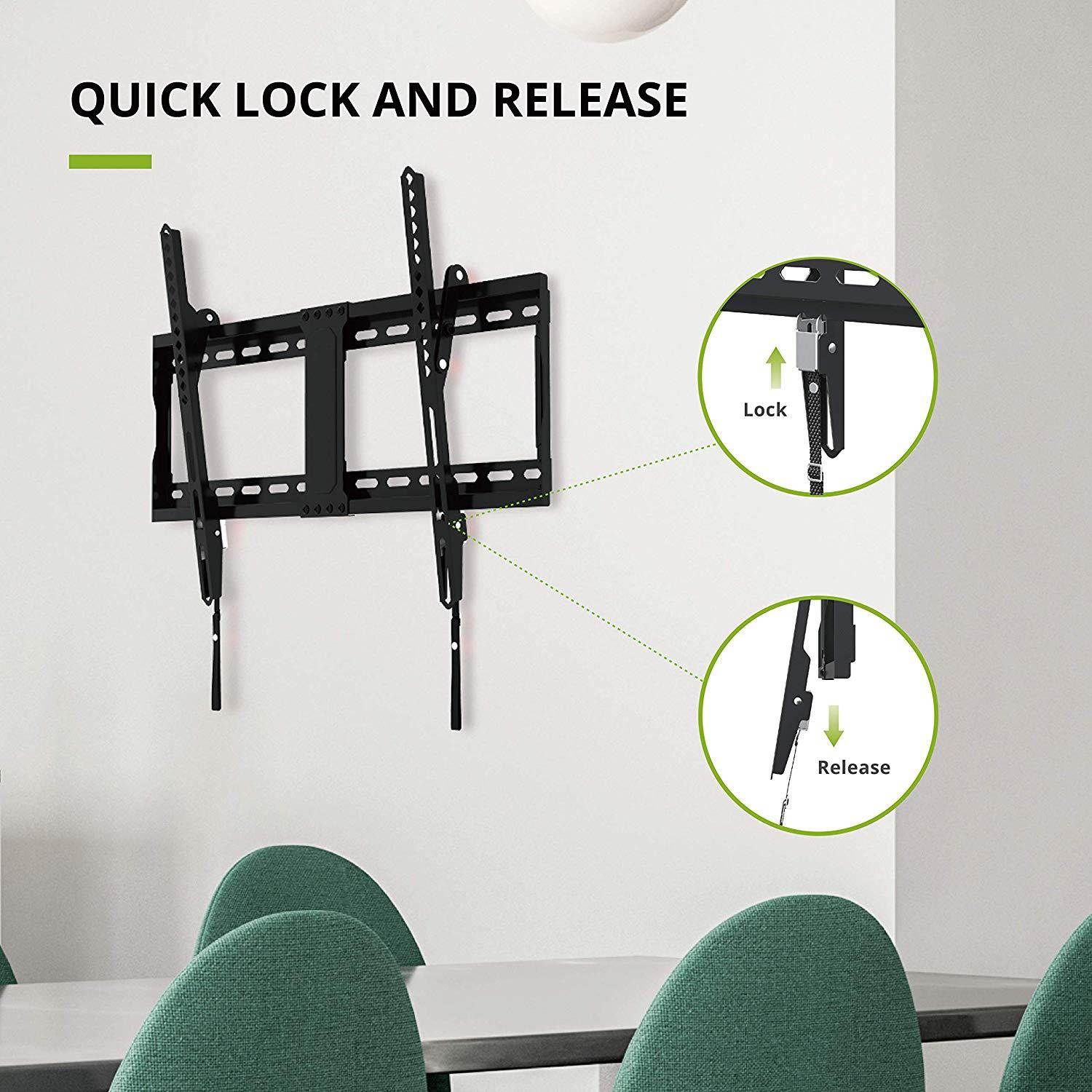 TV Wall Mount Tilting Brackets for Most 37"-70" LED 4K OLED Flat Screens, TV Mount with Max VESA 600x400mm and Weight Capacity 132lbs, Low Profile Space Saving for 16", 24" Stud by USX MOUNT