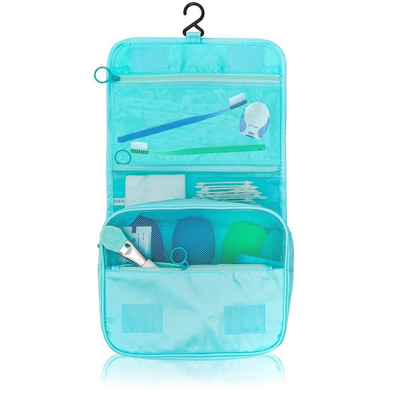 Hanging Travel Toiletry Bag for Men Women, Portable Storage Organizer with Hook for Cosmetic Makeup, Bathroom Shower Shampoo, Green