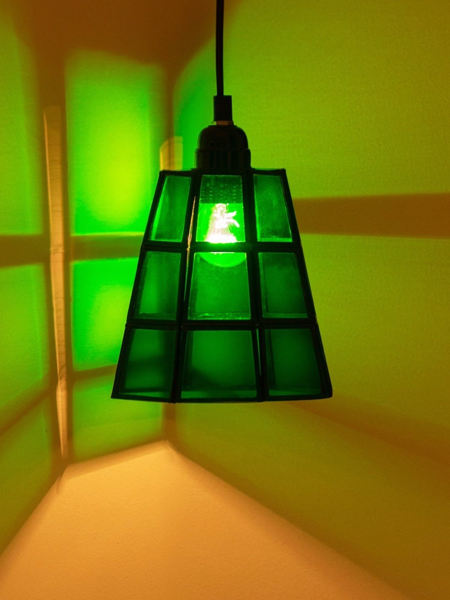 ExclusiveLane Bottle Green Glass Conical Hanging Pendant Lamp