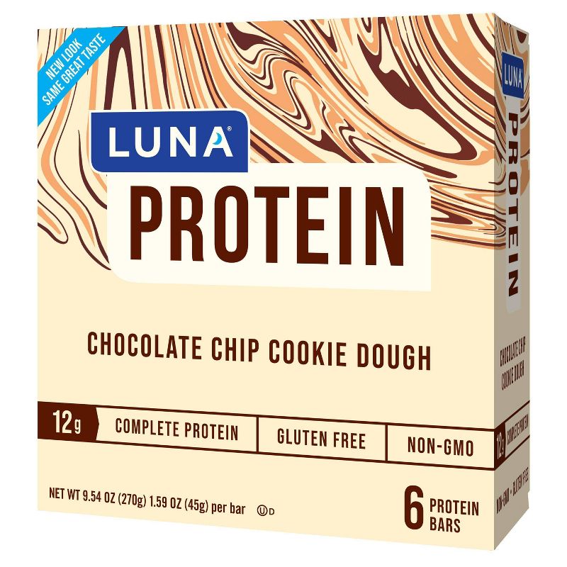 LUNA Protein Chocolate Chip Cookie Dough Nutrition Bars - 6ct
