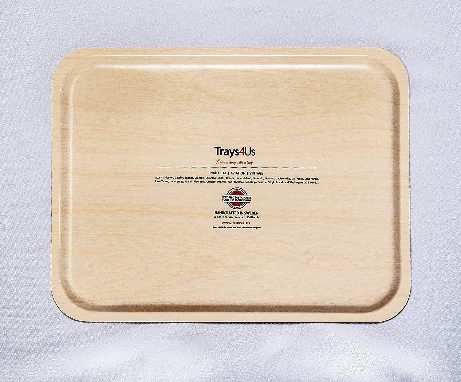 Trays4Us Stockholm Sweden 1838 Vintage Birch Wood Veneer 16x12 inches (Large) TV/Serving Map Tray - 100+ Different Designs