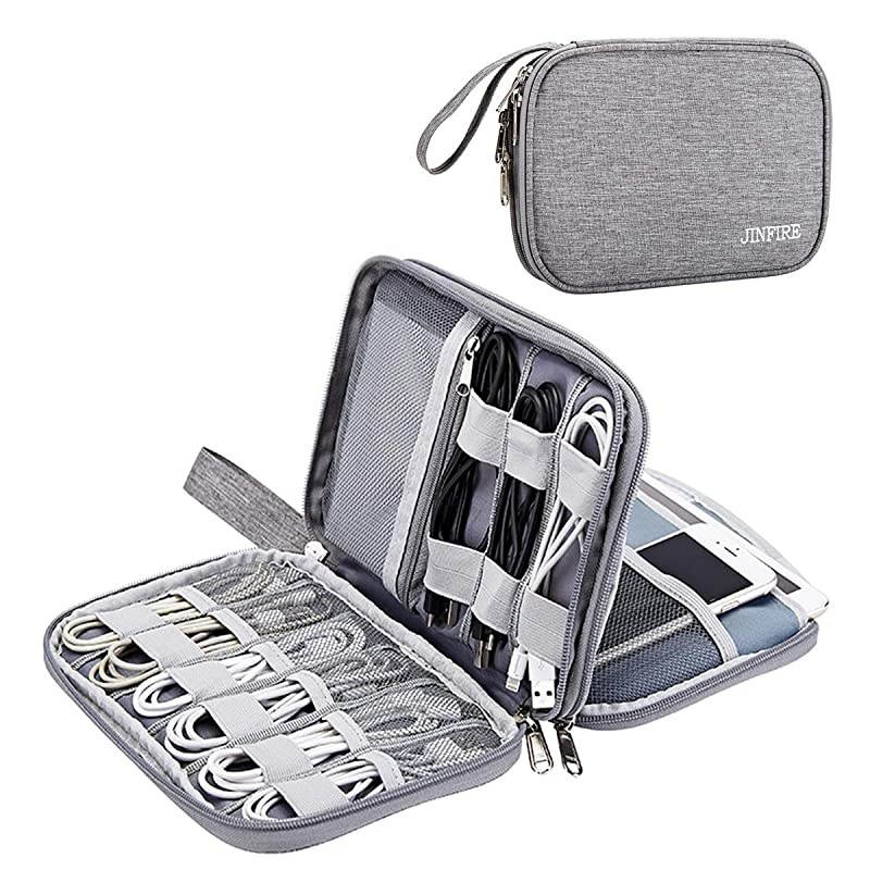 Electronics Organizer Travel Cable Organizer Waterproof Portable Electronics Accessories Case Gadget Bag for 79 IPad Mini Chargers Cord Phone USB SD CardGray