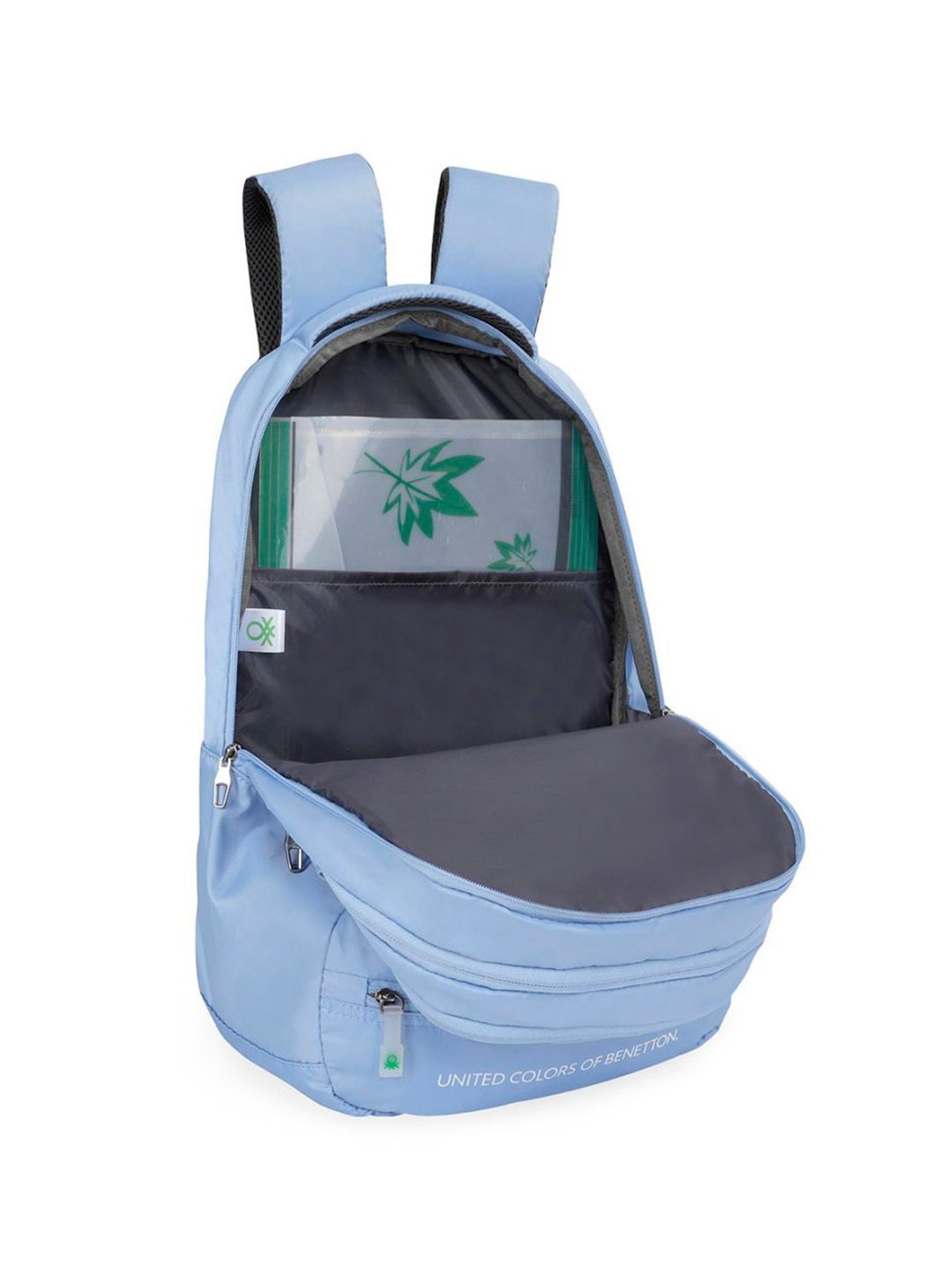 United Colors of Benetton Skater Light Blue Polyester Printed Backpack