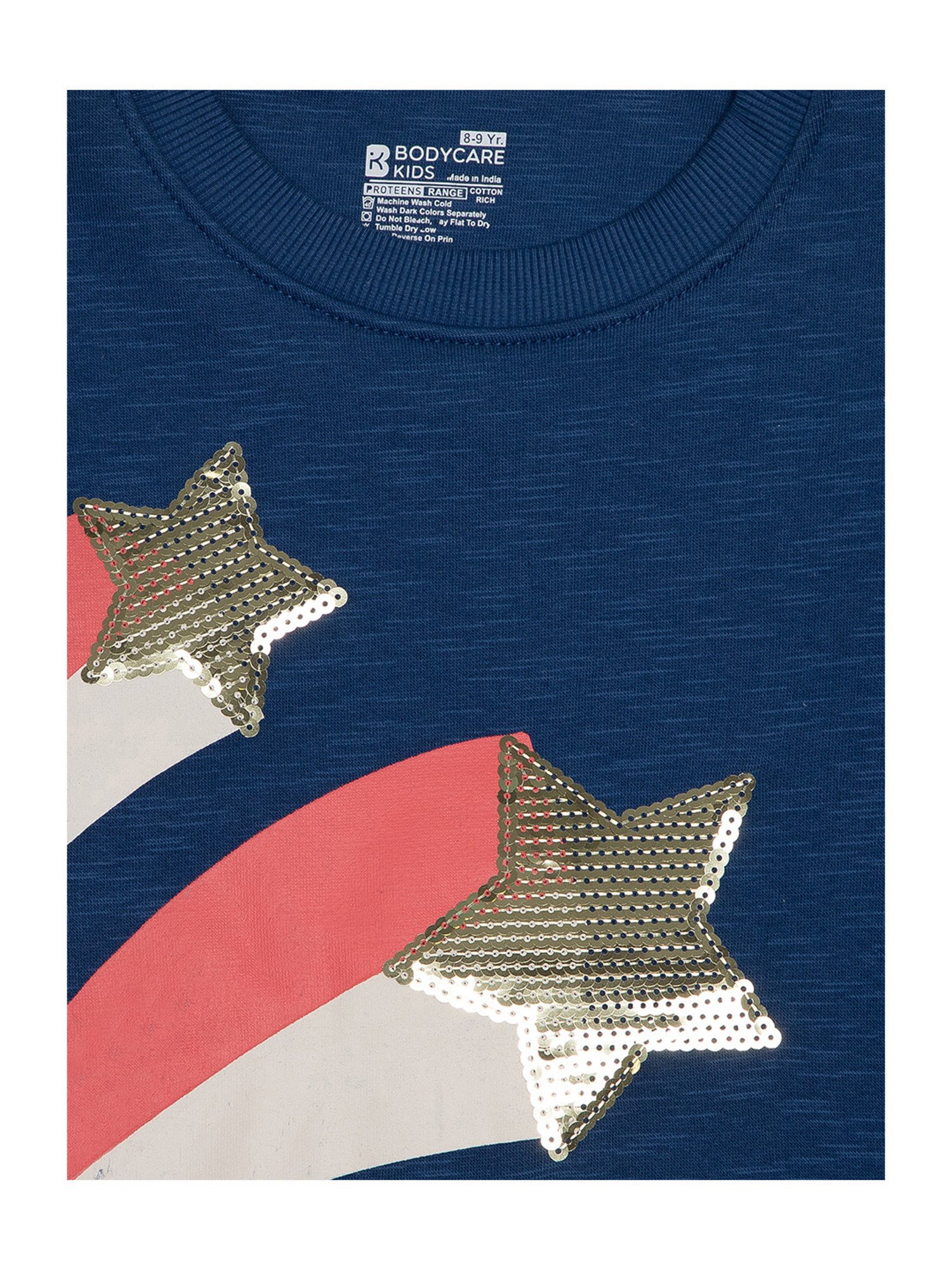 Bodycare Girls Navy Embellished Full Sleeves Sweatshirt