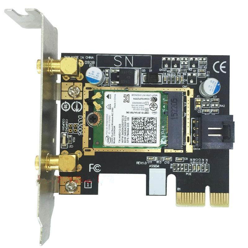 Desktop Wireless Network M.2(NGFF) Wireless Card to PCI-e 1X Adapter Converter(Not Including Networking card) Compact Intel NGFF M.2 7260 8260 3160 ect Windows 7, 8, 10 Compatible
