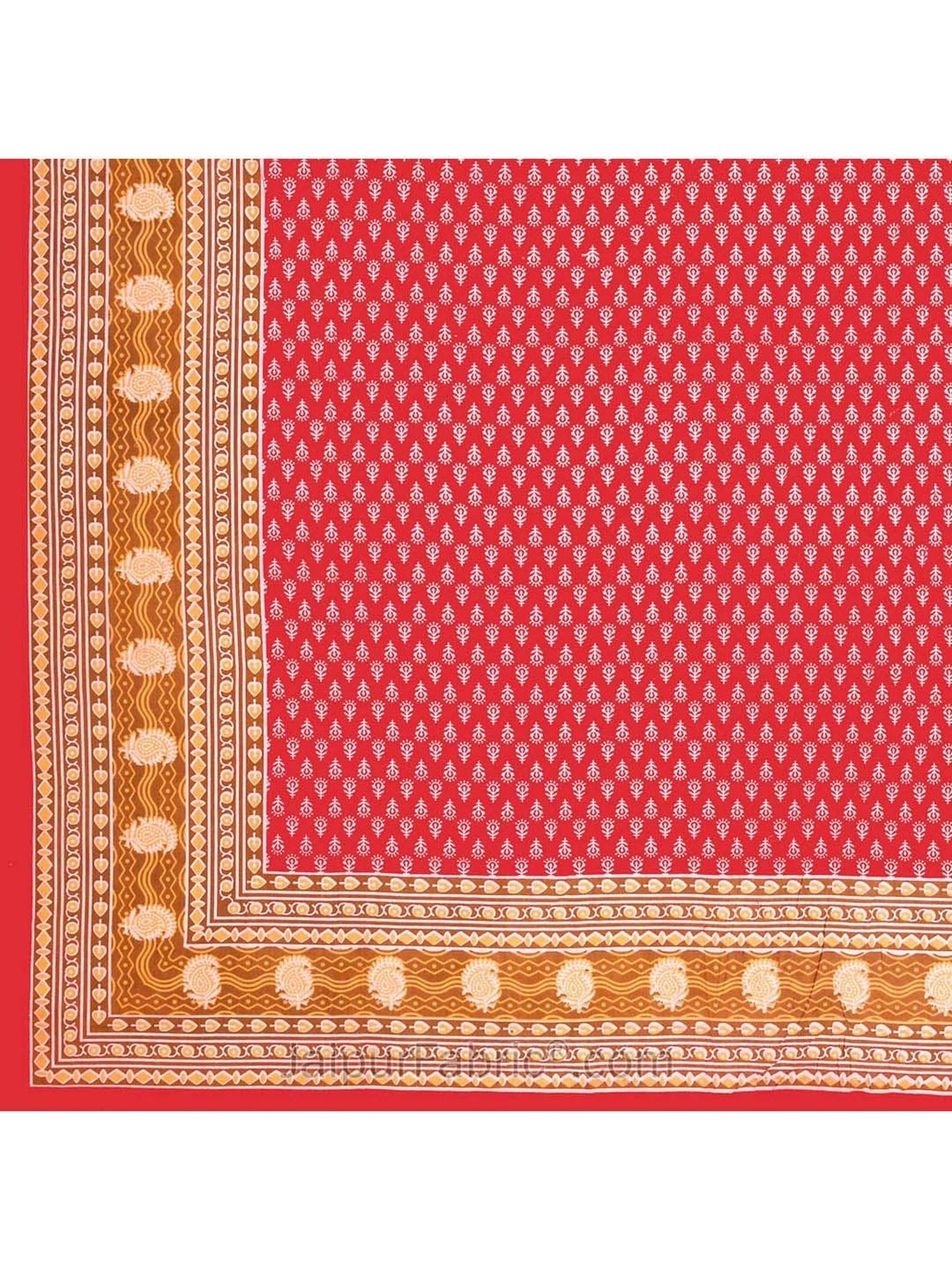 JaipurFabric Red 100% Pure Cotton 120 TC Double Bedsheet with 2 Pillow Covers