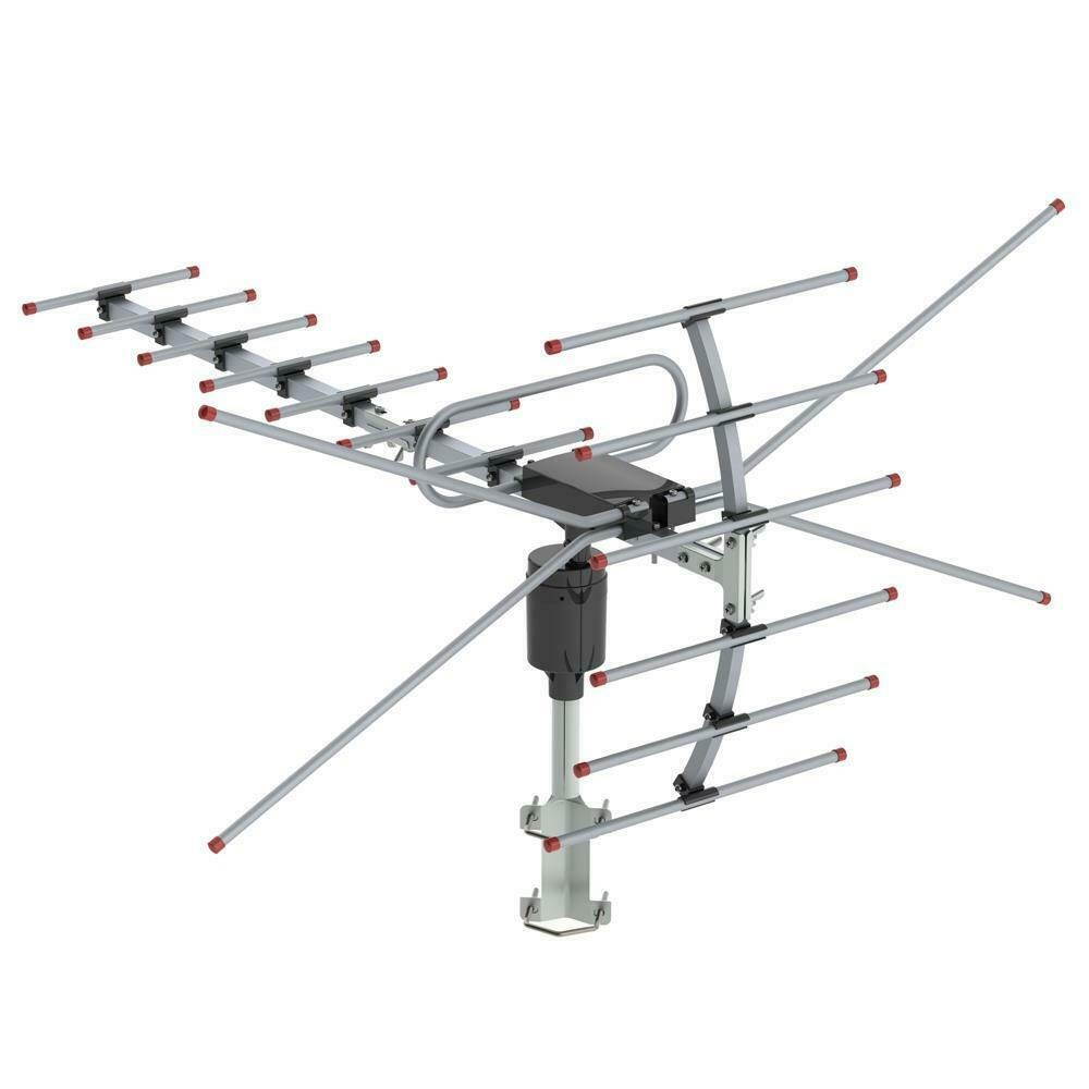 200Mile HDTV Outdoor Amplified TV Antenna HDTV 22dB Rotate Remote 360&deg; UHF/VHF