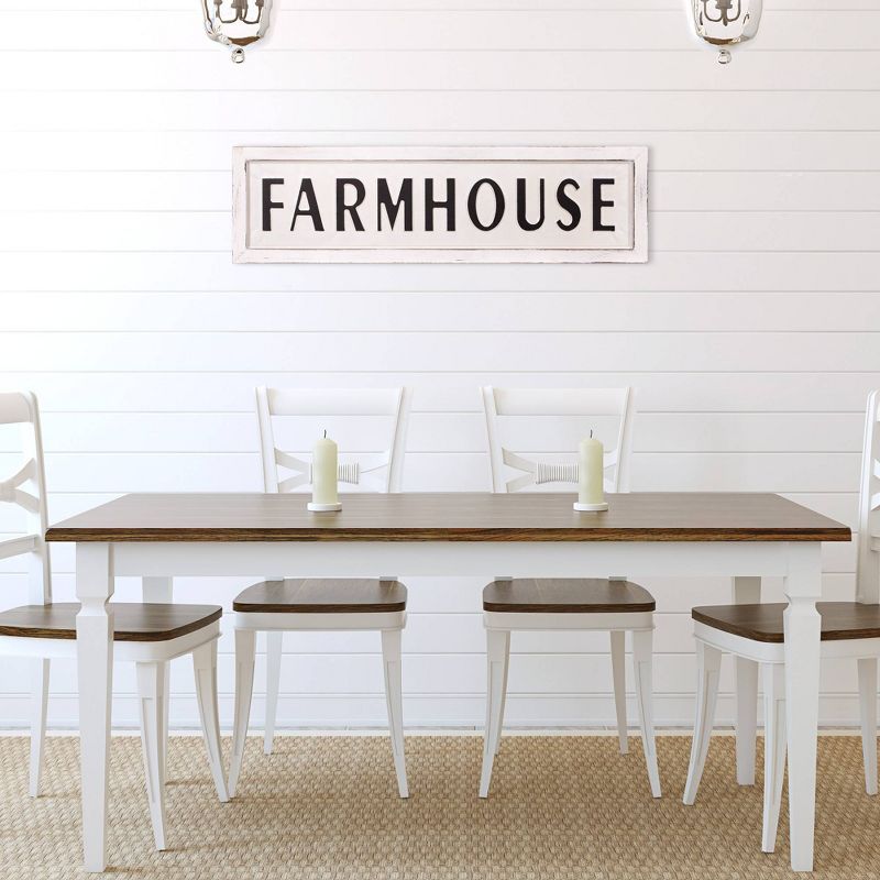 11" x 38" Rustic Farmhouse Tin Enamel Wall Sign Off White/Black - Patton Wall Decor