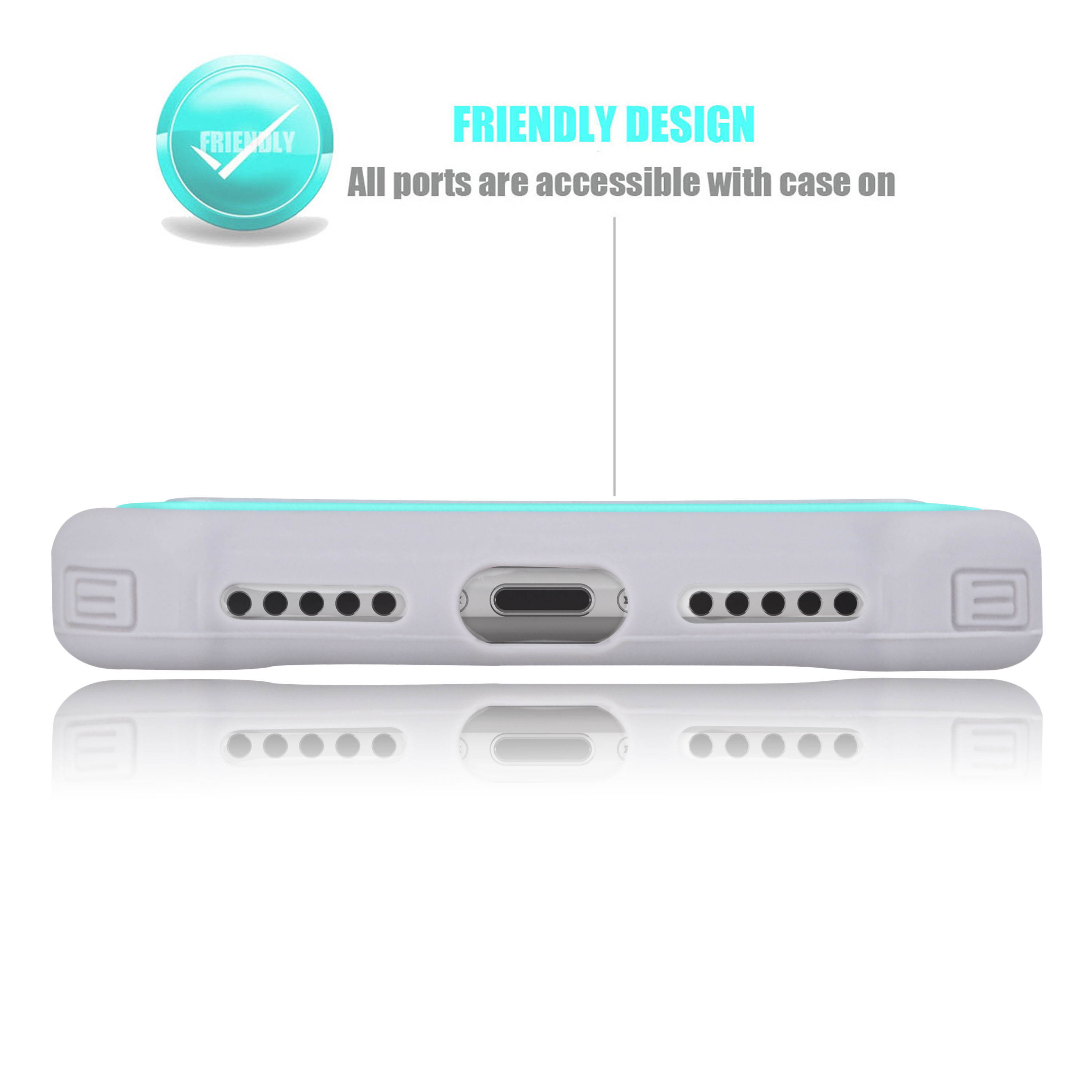 iPhone X Case, iPhone X Cute Case, Tekcoo [Tmajor] Shock Absorbing [Turquoise] Rubber Silicone & Plastic Scratch Resistant Bumper Grip Rugged Hard Cases Cover for Apple iPhone X (5.8 inch)