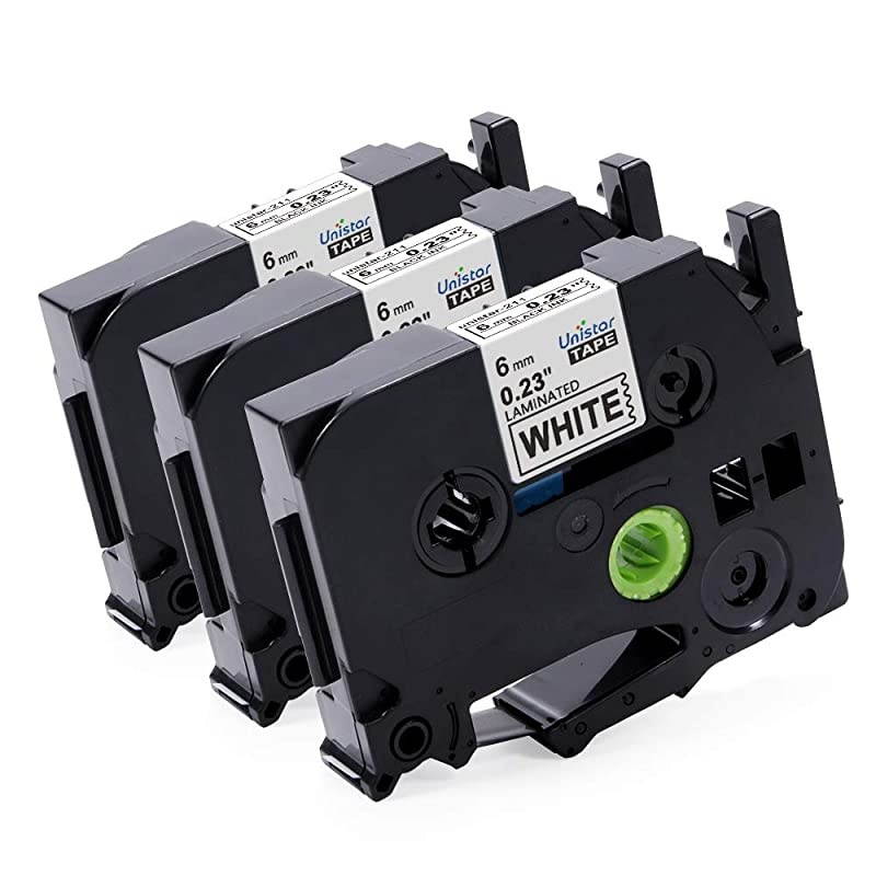 Compatible Label Tape Replacement for Brother PTouch TZ Tape 6mm TZE211 Tze211 TZ211 Laminated Tape for Label Maker PTD210 PTD200 PTD600 Black on White 14 Inch x 262 Feet 3Pack