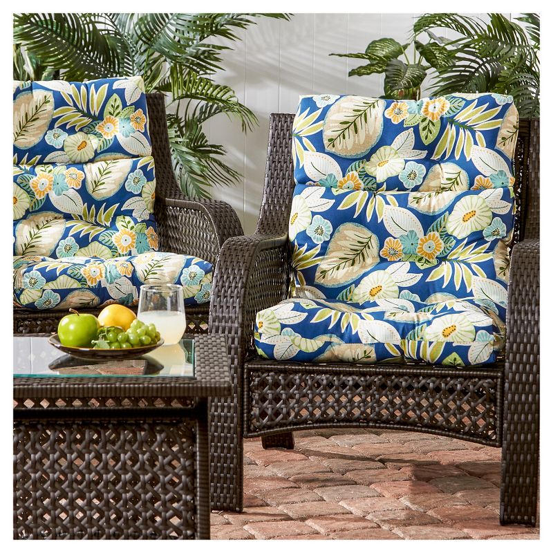Set of 2 Marlow Floral Outdoor High Back Chair Cushions - Kensington Garden