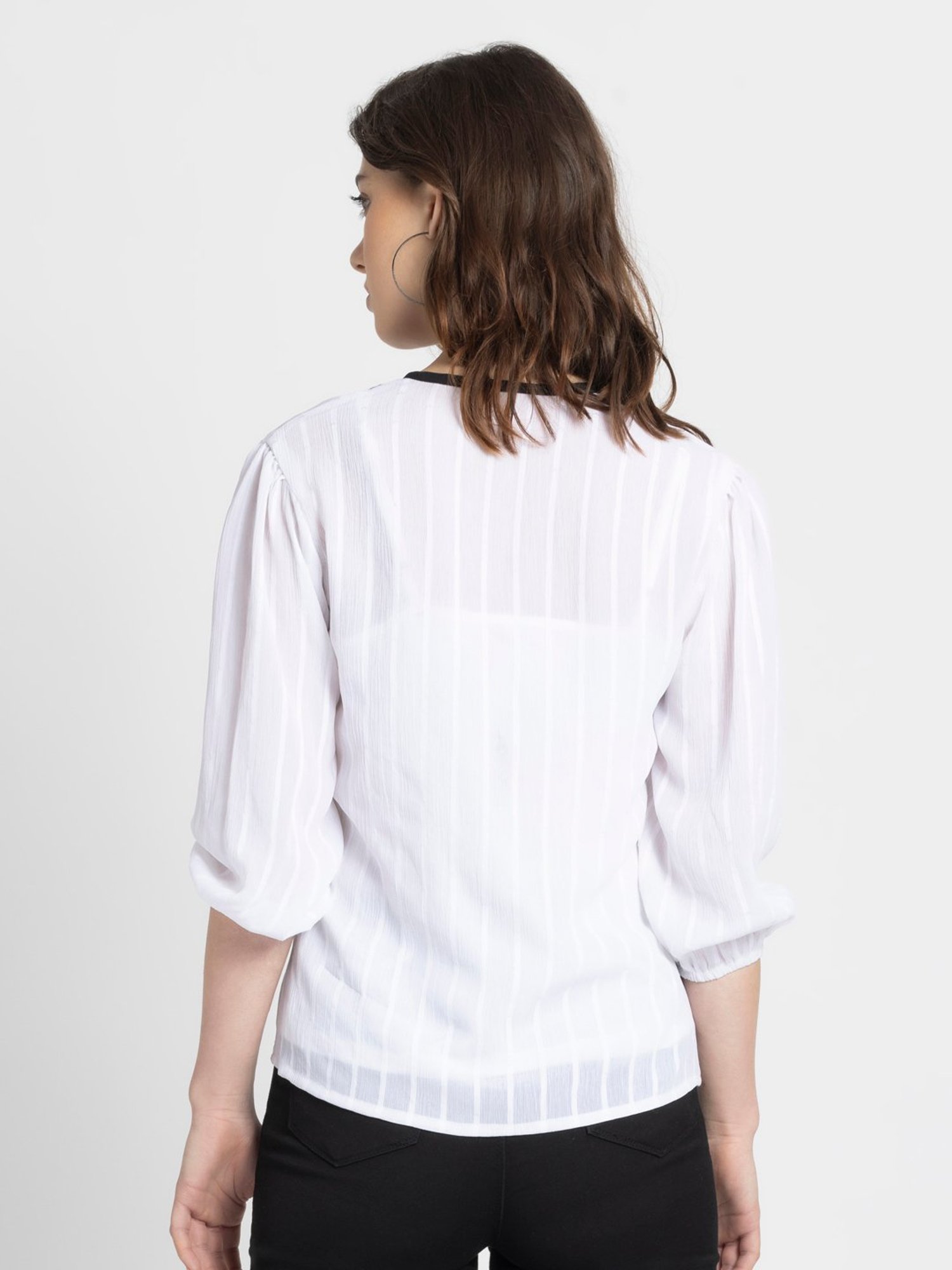 SHAYE White & Black Self Design Top