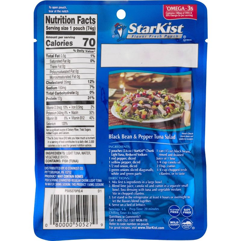 StarKist Reduced Sodium Chunk Light Tuna in Water Pouch - 2.6oz