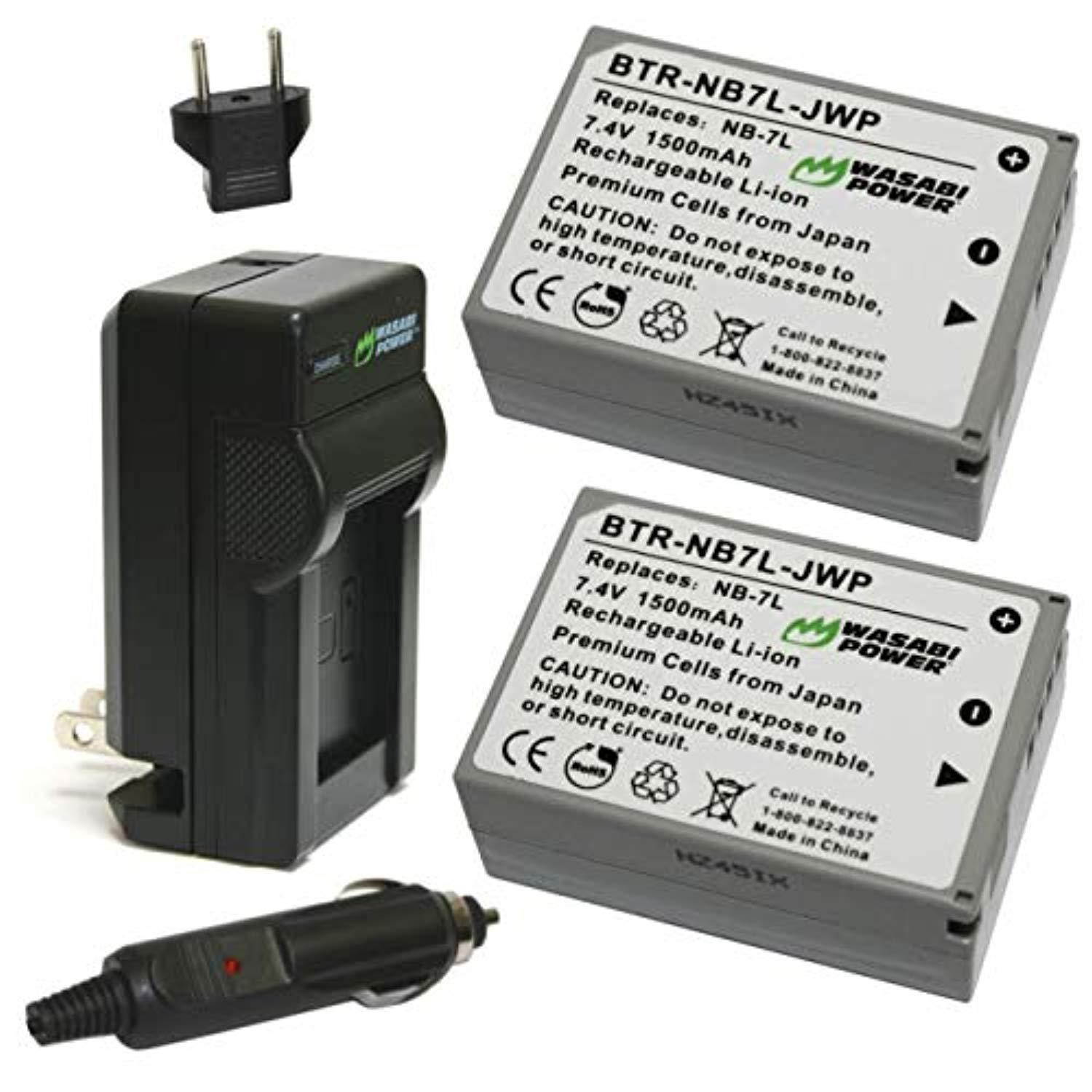 wasabi power nb7l battery 2pack and charger for canon powershot g10, g11, g12, sx30 is
