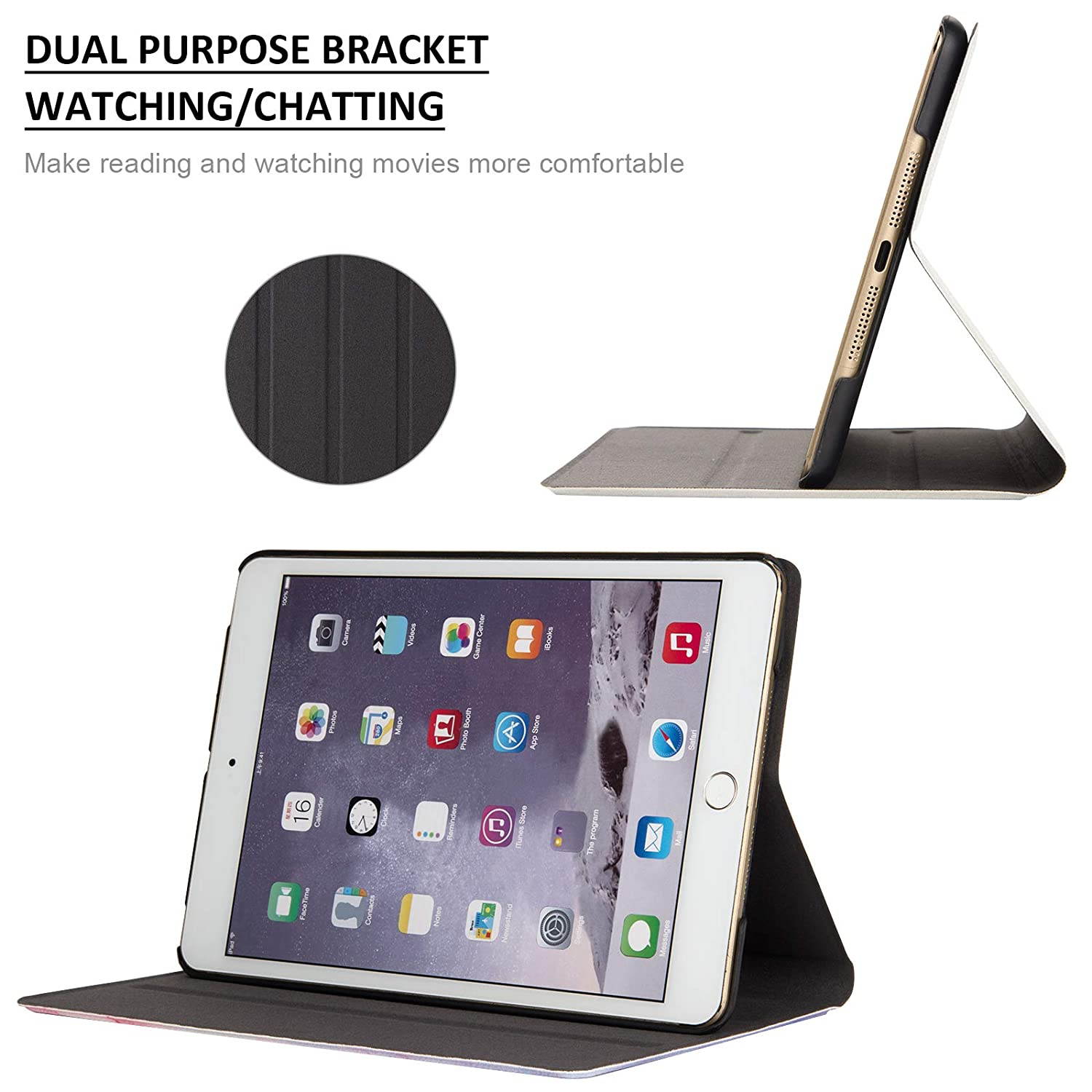 Dteck Marble Case for iPad Mini 5 2019 / iPad Mini 4 2015, Ultra Slim Multiple Angles Stand Case Cover with Auto Sleep/Wake Cover Case for Apple iPad Mini 4/Mini 5 (7.9 inch Tablet) - Marble White