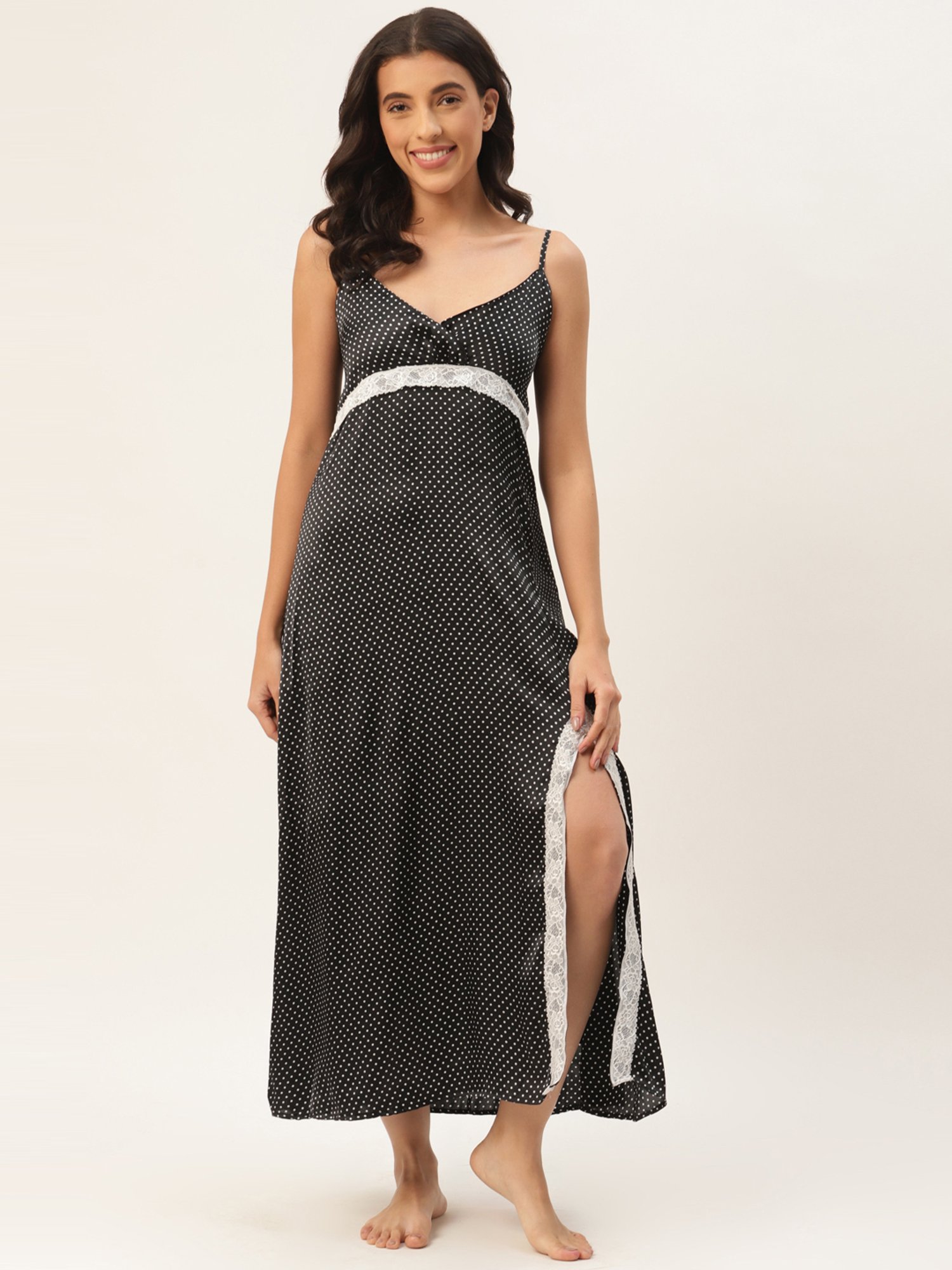 Ms.Lingies Black Printed Nighty