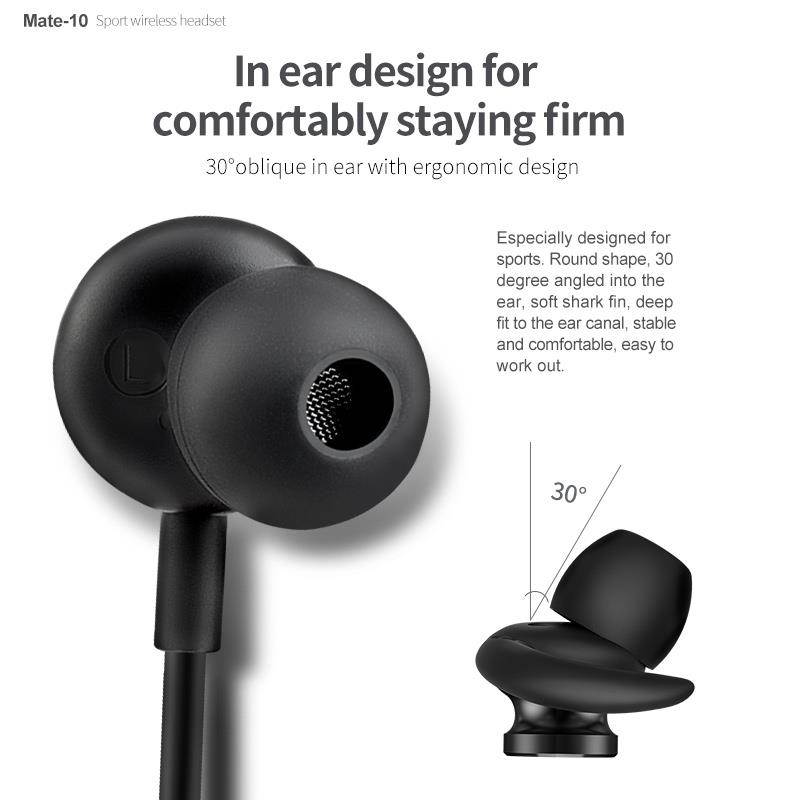 FineBlue Mate 10 magnetic wireless bluetooth headset neckband sport headphone stereo bass earphone for iphone XR HUAWEI P20 UM (Black)