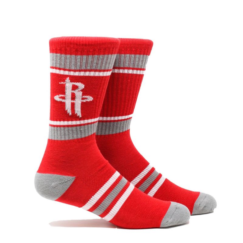NBA Houston Rockets Stripe Crew Socks - L