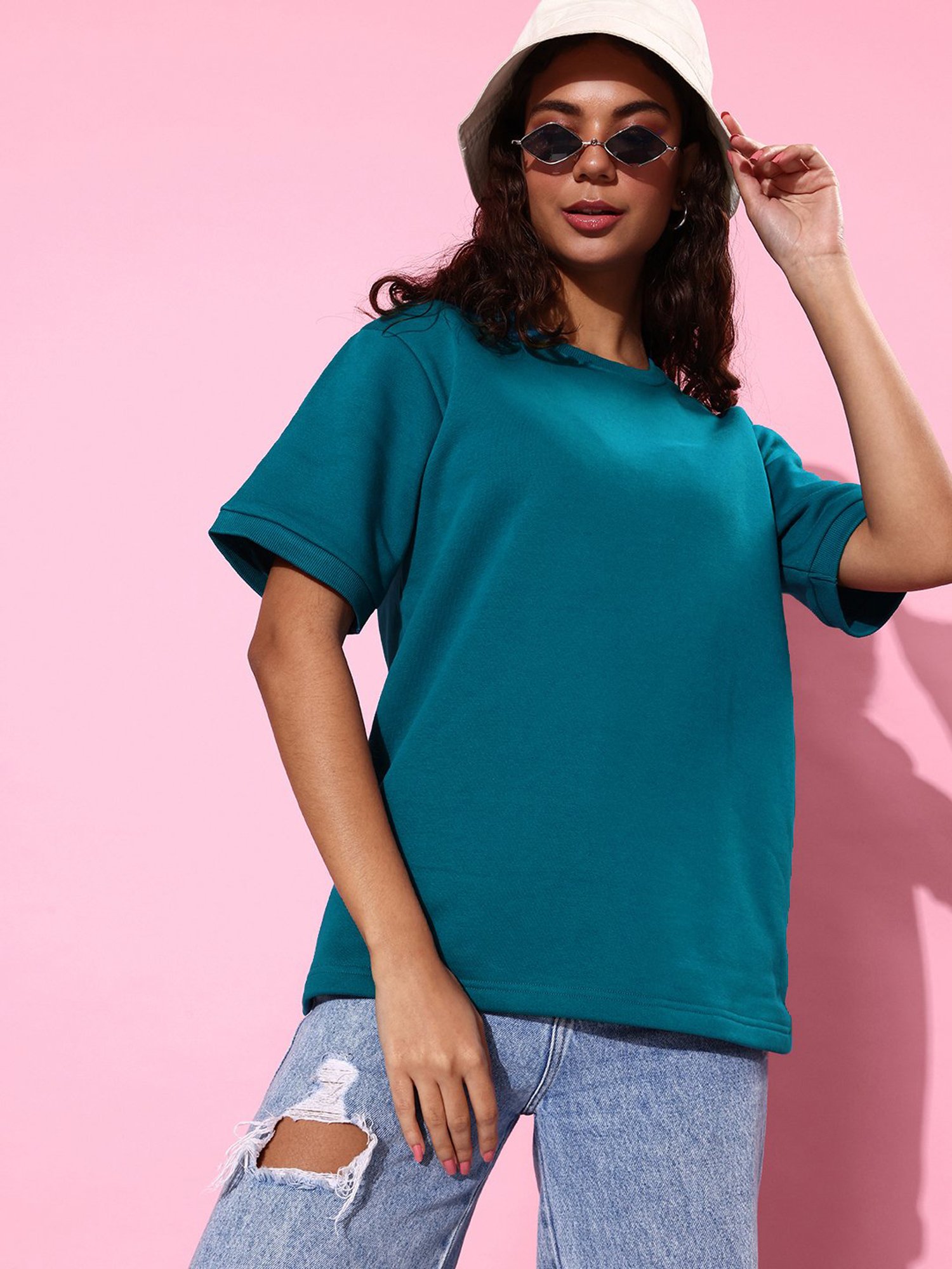 Dillinger Teal Fleece Relaxed Fit Oversized Sweatshirt