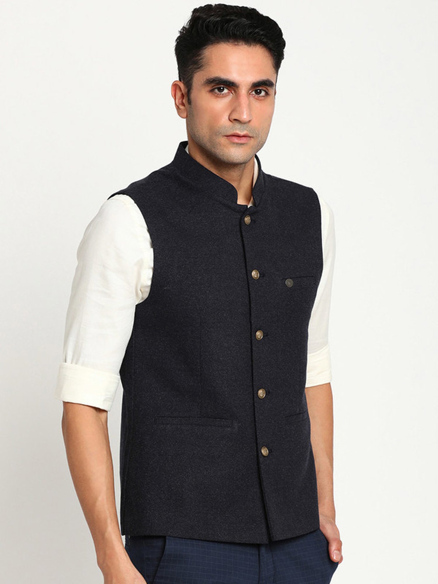 Turtle Black Slim Fit Nehru Jacket