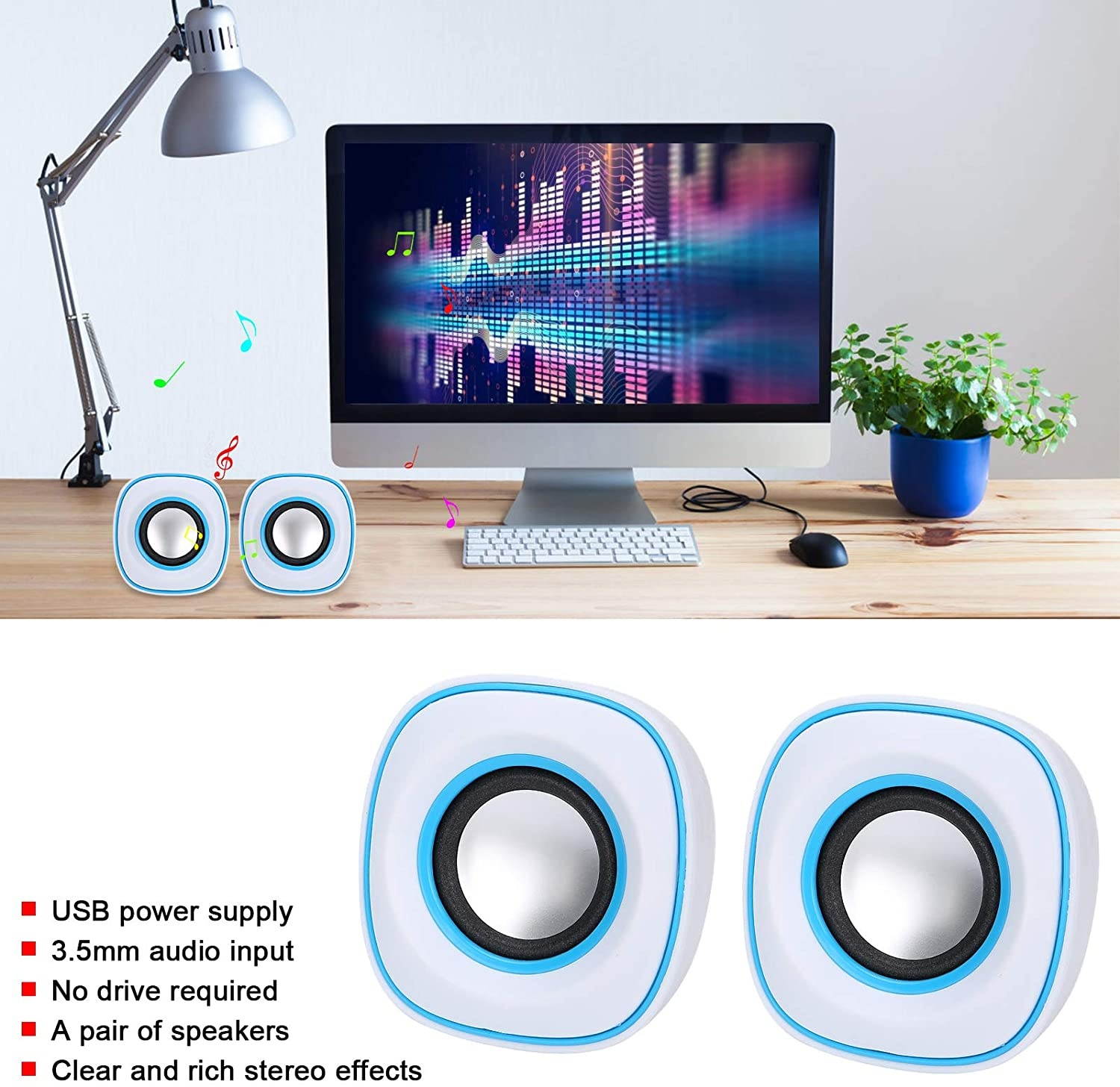 USB Speaker Desktop Loudspeaker Stereo Sound Plug and Play Sound Box Rich Stereo Mini Loudspeaker for notebooks laptops More Devices for Computer