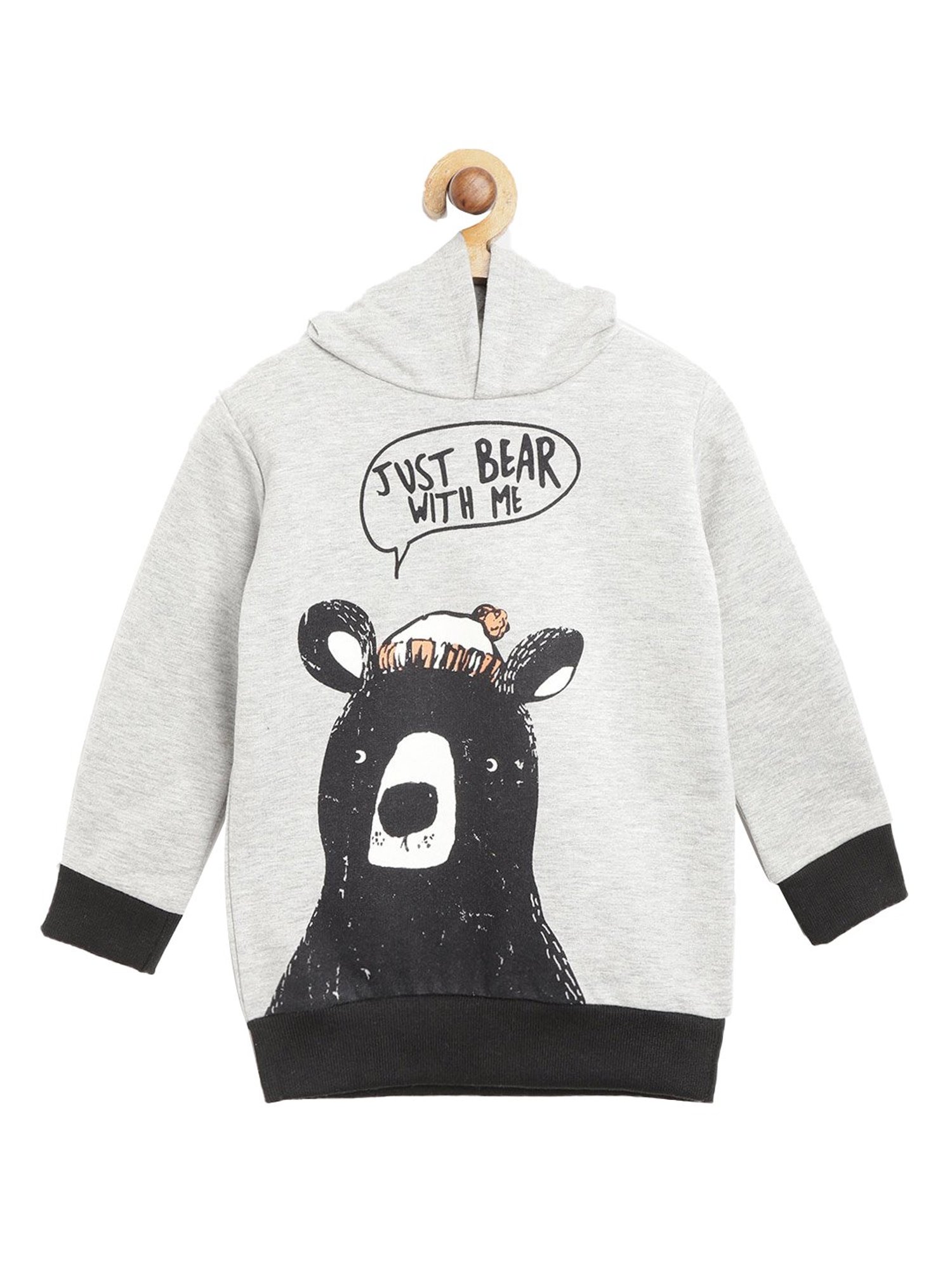 Lazy Shark Kids Grey Printed  Hoodie