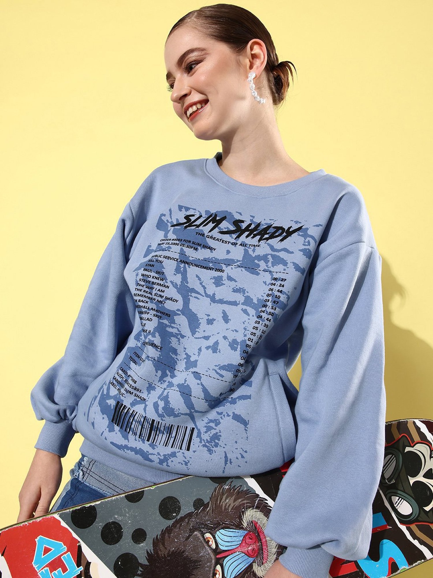 Difference of Opinion Purple Fleece Graphic Print Oversized Sweatshirt