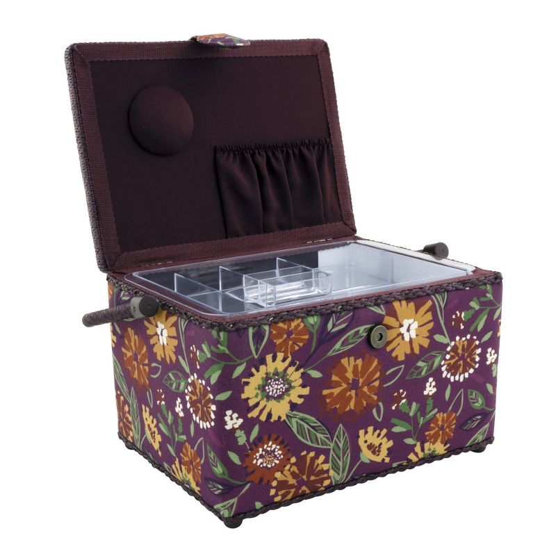 Dritz Large Rectangle Sew Basket Floral Burgandy