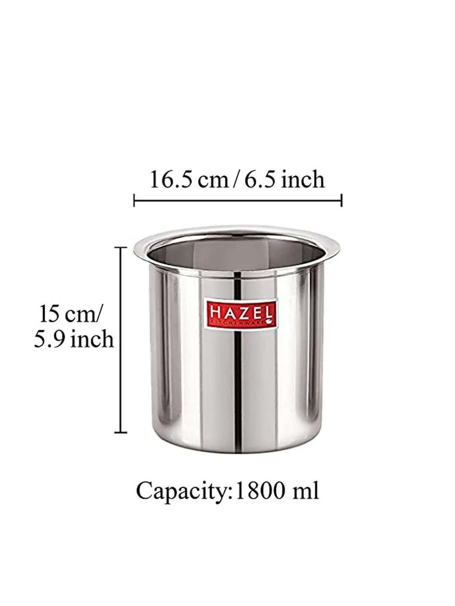 HAZEL Steel Milk Pot Stainless Steel Boiler Container Boiling Vessel Gunj for Kitchen, 1800 ml
