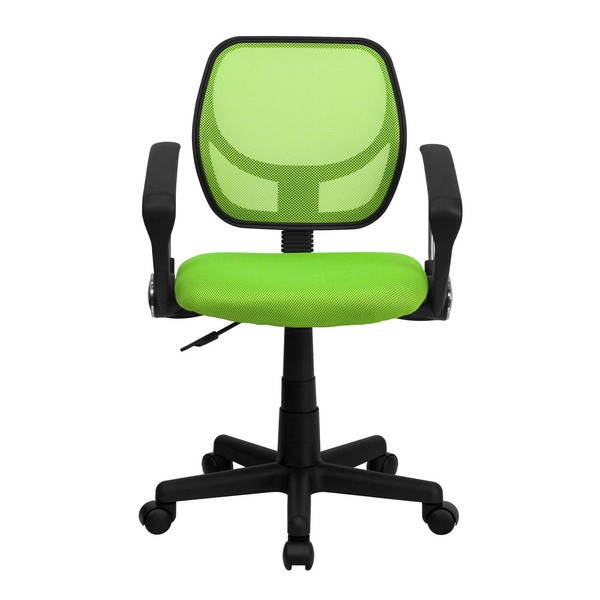 Mid-Back Green Mesh Swivel Task Chair with Arms