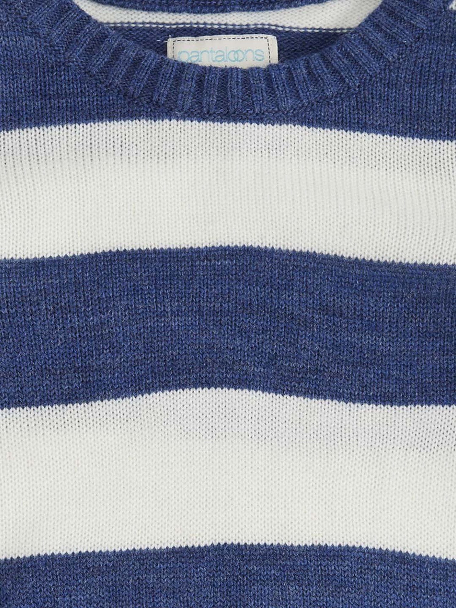 Pantaloons Baby Kids Blue & White Striped Full Sleeves Sweater